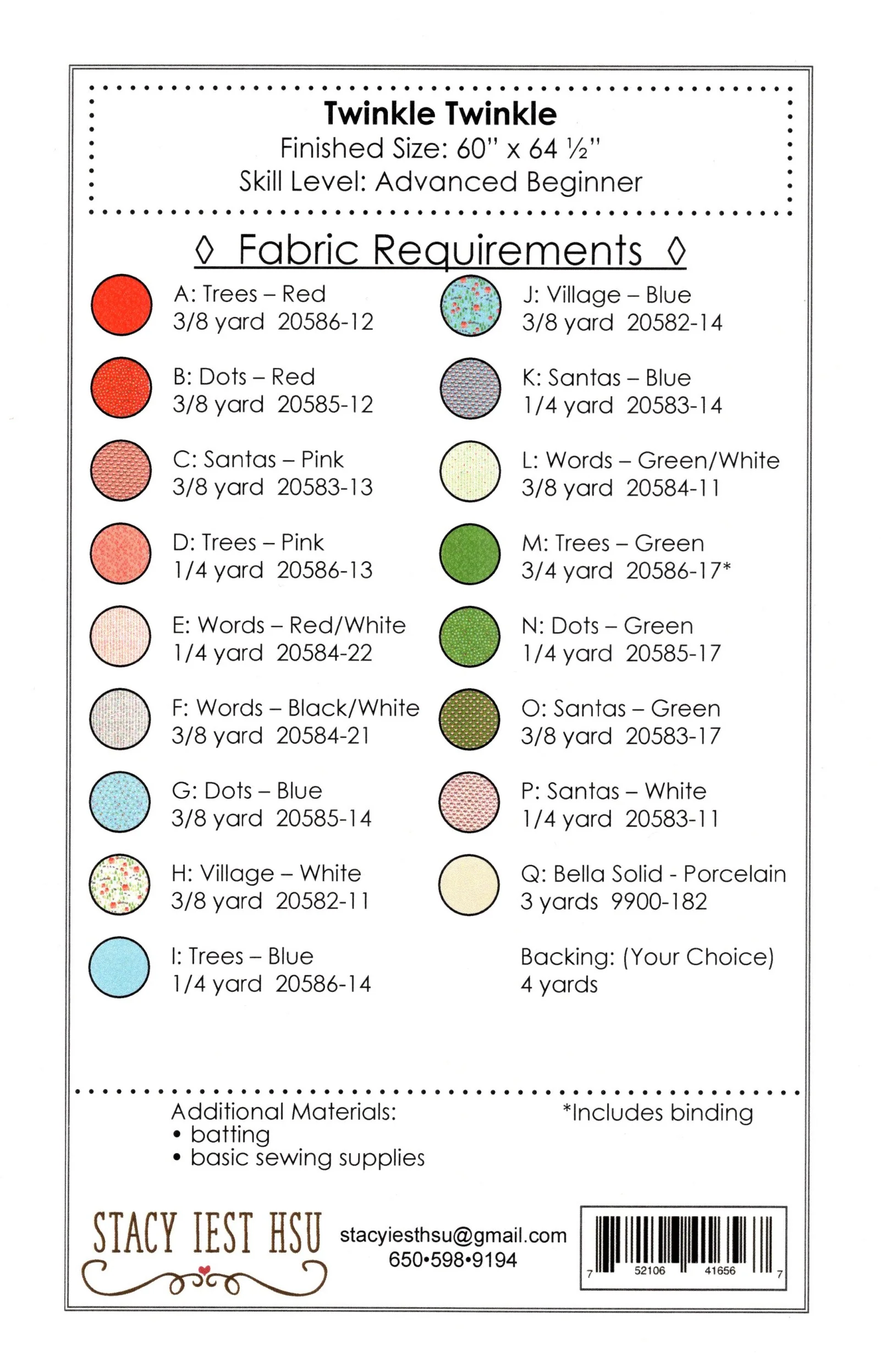 TWINKLE TWINKLE - Stacy Iest Hsu Quilt Pattern | Jordan Fabrics